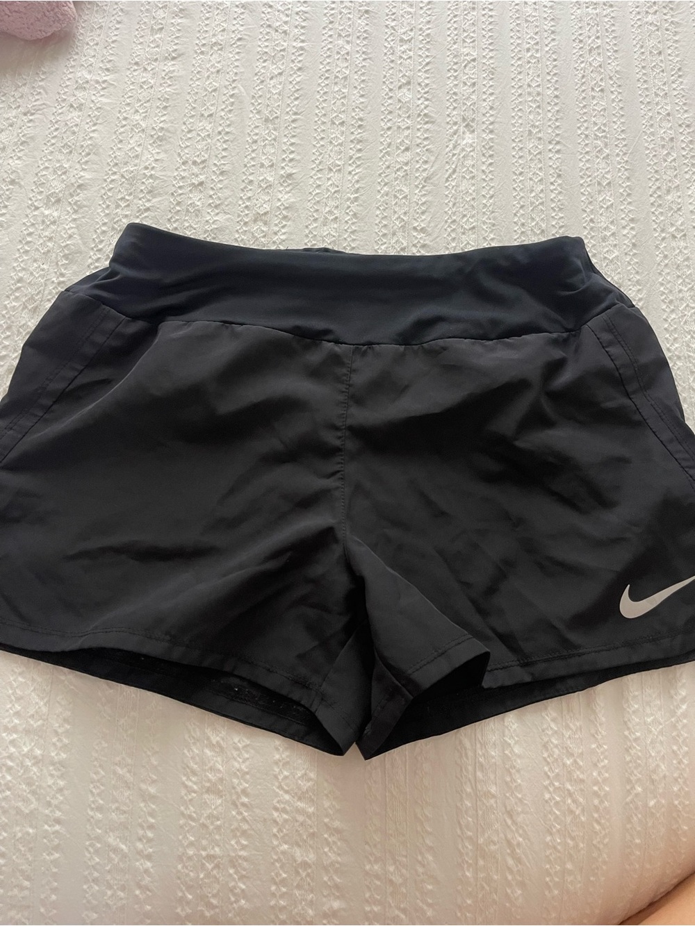 Nike Women's Black Athletic Shorts with Reflective Swoosh